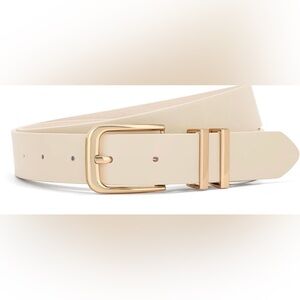 Elegant Cream Belt with Gold Buckle